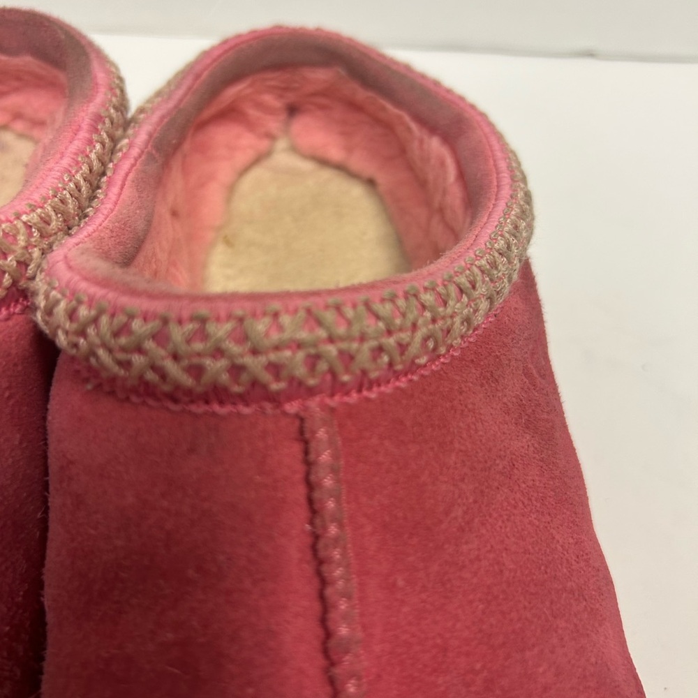 Ugg Womens Tasman Slippers Sz 6 Pink Suede Sheepskin Slip On Casual Barbie Core - Picture 8 of 11